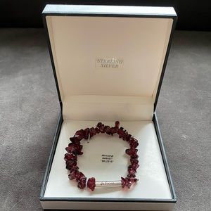 NWT garnet “Believe” sterling silver bracelet